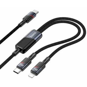 Cablu Date si Incarcare USB-C - Lightning / USB-C HOCO U139 2in1, 100W, 1.2m, Negru imagine