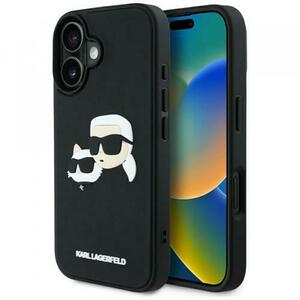 Husa pentru Apple iPhone 16, Karl Lagerfeld, 3D Rubber Karl & Choupette, Neagra imagine
