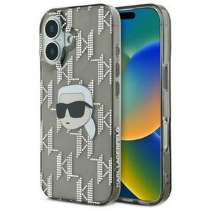 Husa pentru Apple iPhone 16, Karl Lagerfeld, IML Luxury Electroplated Karl's Head, Neagra imagine