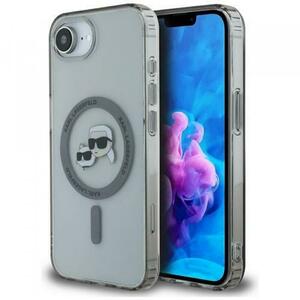 Husa MagSafe pentru Apple iPhone 16e, Karl Lagerfeld, IML Metal Karl & Choupette's Heads, Neagra imagine