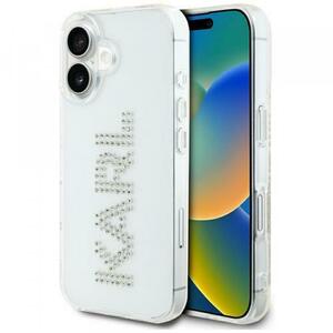 Husa pentru Apple iPhone 16, Karl Lagerfeld, IML Rhinestones Transparent Logo, Transparenta imagine