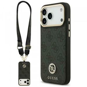 Husa MagSafe pentru Apple iPhone 17 Pro Max, Guess, 4G Strass Logo with Big Strap, Neagra imagine