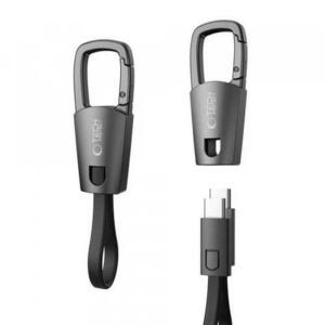 Cablu Date si Incarcare USB-C - USB-C Tech-Protect Ultraboost DNA Keychain, 60W, 0.17m, Gri imagine
