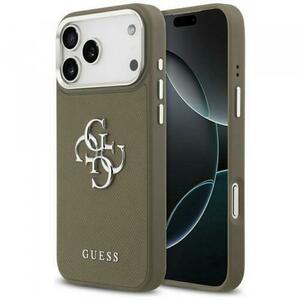 Husa pentru Apple iPhone 17 Pro Max, Guess, 4G Grained Big And Classic Logo, Maro Argintie imagine
