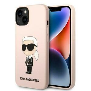 Husa MagSafe pentru Apple iPhone 14 Plus, Karl Lagerfeld, Silicone Ikonik Karl, Roz imagine