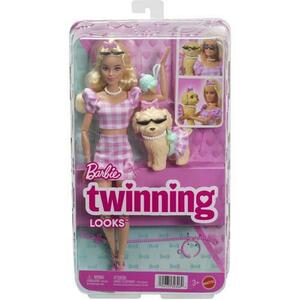 Papusa Barbie - Twinning Looks, Barbie blonda si catel cu accesorii imagine