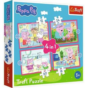 Puzzle Trefl 4 in 1 - Peppa Purcelusa iubeste aventurile imagine