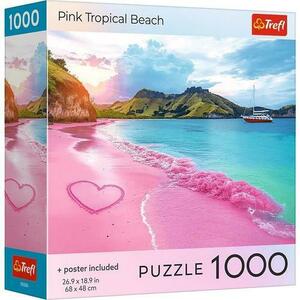 Puzzle Trefl din 1000 piese - Plaja tropicala roz imagine