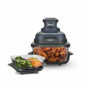 Friteuza cu aer cald Ninja CRISPi 4in1 FN101, PowerPod 1700W, 3.8L/1.4L, 2 recipiente sticla termorezistenta TempWare, 2 placi cu invelis ceramic Crisper Plate, 2 capace pentru depozitare (Albastru) imagine