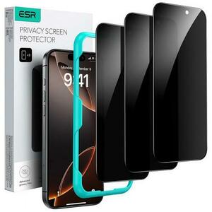 Folie de protectie Ecran Privacy ESR pentru Apple iPhone 17 Pro Max, Sticla Securizata, Full Glue, Set 3 bucati imagine