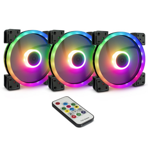 Set ventilatoare Inter-Tech Argus RS-14, iluminare RGB, 3 x 140mm (Negru) imagine