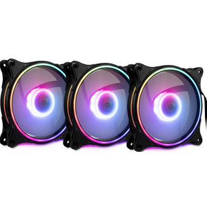 Set ventilatoare Inter-Tech Argus RS-08, iluminare RGB, 3 x 120mm (Negru) imagine