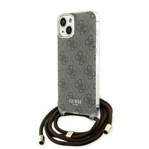 Husa pentru Apple iPhone 15, Guess, 4G IML Printed Crossbody, Maro imagine