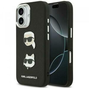 Husa pentru Apple iPhone 17, Karl Lagerfeld, Grained Karl & Choupette's Heads Pins and Logo, Neagra imagine