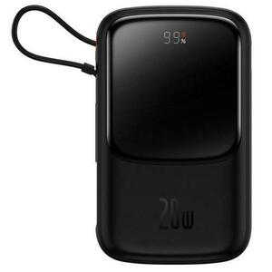 Acumulator extern Baseus Q Pow Digital Display 20000mAh, 20 W, Lightning, Type-C, USB, cablu USB-C, 3A (Negru) imagine
