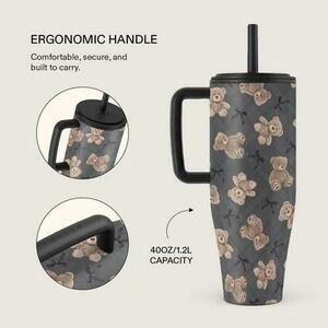 Cana Termos Burga BFF BCTBFFIXCRP, 1.2 L cu capac anti scurgeri si pai reutilizabil, inox (Gri) imagine