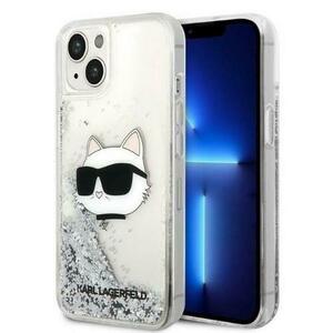 Husa pentru Apple iPhone 14 Plus, Karl Lagerfeld, Glitter Choupette's Head, Argintie imagine