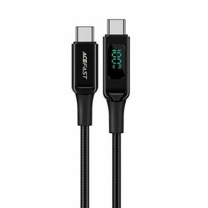 Cablu Date si Incarcare USB-C - USB-C Acefast C6-03 Display, 100W, 2m, Negru imagine