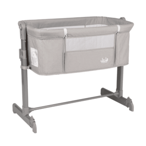 Patut co-sleeper 3 in 1 pentru nou-nascuti si bebelusi Juju NearMe, 96x50 cm, 0+ luni, functie de leagan, setare unghiulara, inaltime reglabila, picioare regalbile, laterala culisanta, salteluta, husa lavabila, design ergonomic, Gri imagine