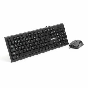 Kit tastatura si mouse Omega OKM-09, Cu fir, Layout US, 1200 dpi (Negru) imagine