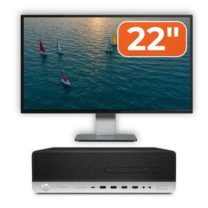 Pachet Calculator Refurbished HP EliteDesk 800 G4 SFF, Intel Core i5-8500 3.00 - 4.10GHz, 8GB DDR4, 256GB SSD + Monitor 22" imagine