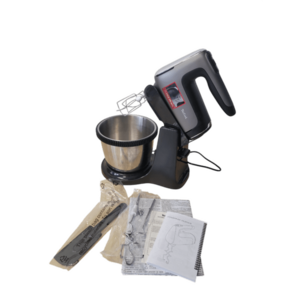 Mixer cu bol Tefal PowerMix Silence HT654E38, 600 W, rotire automata a bolului, functie turbo, 2 teluri inox, 2 carlige inox, spatula, argintiu/negru imagine