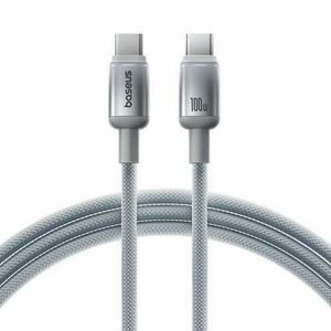 Cablu Date si Incarcare USB-C - USB-C Baseus Discolor E0420800, 100W, 2m, Argintiu imagine