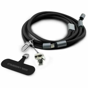 Cablu Date si Incarcare USB-C - USB-C Karl Lagerfeld Ikonik Charm, 100W, 1.5m, Negru imagine