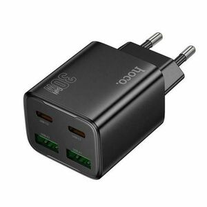 Incarcator Retea HOCO N56, 30W, 3A, 2 x USB-A - 2 x USB-C (Negru) imagine