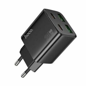 Incarcator Retea HOCO N55, 20W, 3A, 2 x USB-A - 2 x USB-C (Negru) imagine