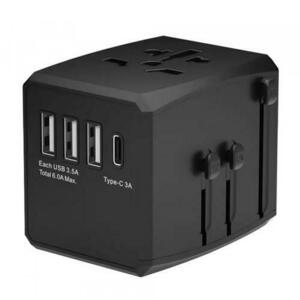 Incarcator Retea Techsuit HHT904-B1 Travel, 15W, 3A, 3 x USB-A - 1 x USB-C (Negru) imagine