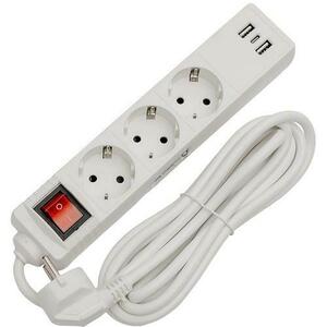 Prelungitor OEM FL3G15WUSB, 3 prize, 1.5 m (Alb) imagine