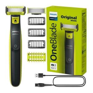 Aparat de ras Philips OneBlade Face + Body QP2824/10, Autonomie 45 minute, 2 lame, tuns si stilizat, fata si corp (Gri/Verde) imagine