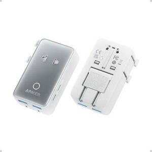 Adaptor priza si incarcator universal Anker Nano Travel Adapter 5 in 1, 20W, 2x USB-C, 2x USB-A, EU, UK, US, AU (Alb) imagine