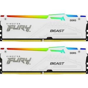 Memorii Kingston Fury Beast RGB White Intel XMP 3.0, 64GB (2x32GB), DDR5-5200MHz, CL40, Dual Channel imagine