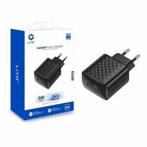 Incarcator Retea Lito LC22, 45W, 3A, 2 x USB-C (Negru) imagine