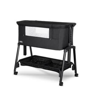 Patut pliabil co-sleeper Lorelli Millie, 0 Luni+, max. 9 kg, inaltime reglabila 7 pozitii, sistem antireflux, plasa de tantari, saltea inclusa, Negru imagine