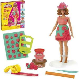 Set Play-Doh Barbie - Creatii vestimentare cu flori si franjuri, cu papusa inclusa imagine
