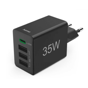 Incarcator retea Hama 201990, 1x USB-C PD, 3x USB-A, 35W (Negru) imagine