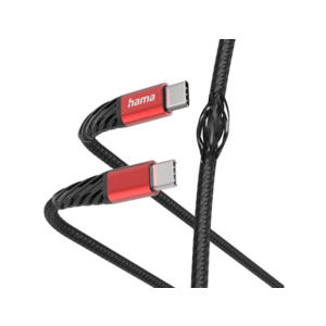 Cablu date Hama Extreme 201721, USB-C - USB-C, 1.5m (Negru/Rosu) imagine