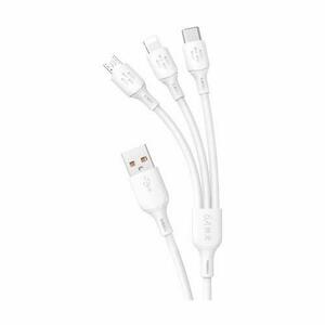 Cablu de date si incarcare universal Dudao USB-A/USB-C/Micro USB/Lightning, 1.2m (Alb) imagine
