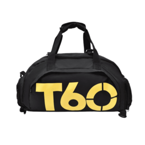 Geanta sport pentru sala de umar sau rucsac T60 cu compartiment pentru incaltaminte negru/galben imagine