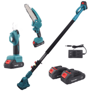 Set foarfeca gradina eelctrica si mini drujba 2 acumulatori 48V cu brat telescopic imagine