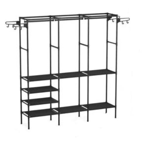 Dulap pliabil structura metalica rafturi multiple negru 162x43x173 cm imagine