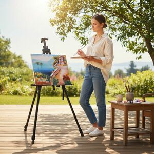 Sevalet pictura din aluminiu pentru exterior – Inaltime Reglabila 55–158 cm, Usor si Stabil imagine