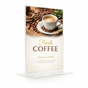 Display plastic pentru prezentare, forma T, A4, transparent, portrait – Suport plexiglas pentru afisare imagine