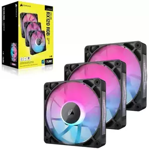Ventilator Corsair iCUE LINK RX120 RGB PWM Fan Triple Starter Kit Black imagine