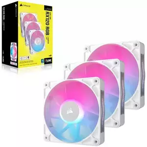 Ventilator Corsair iCUE LINK RX120 RGB PWM Fan Triple Starter Kit White imagine