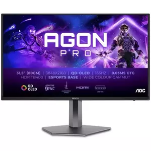 Monitor QD-OLED AOC AGON AG326UD 31.5" 4K Ultra HD 165Hz 0.03ms Dark Grey imagine