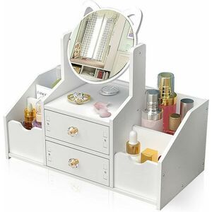 Organizator Alb de Machiaj cu Sertar si Oglinda imagine